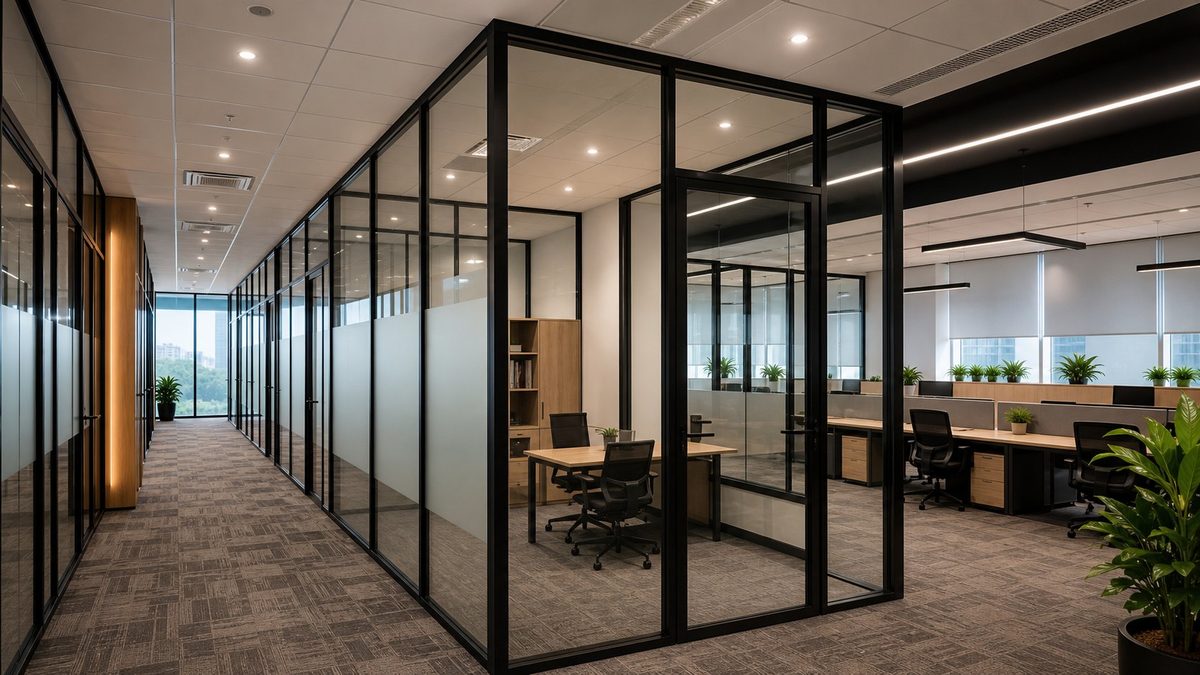 Partition Contractor Malaysia office glass partition and ceiling support by SS Steel & Contractor Works Malaysia